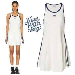adidas Originals Sleeveless Round Neckline Dress With Blue Contrast Trim NWT